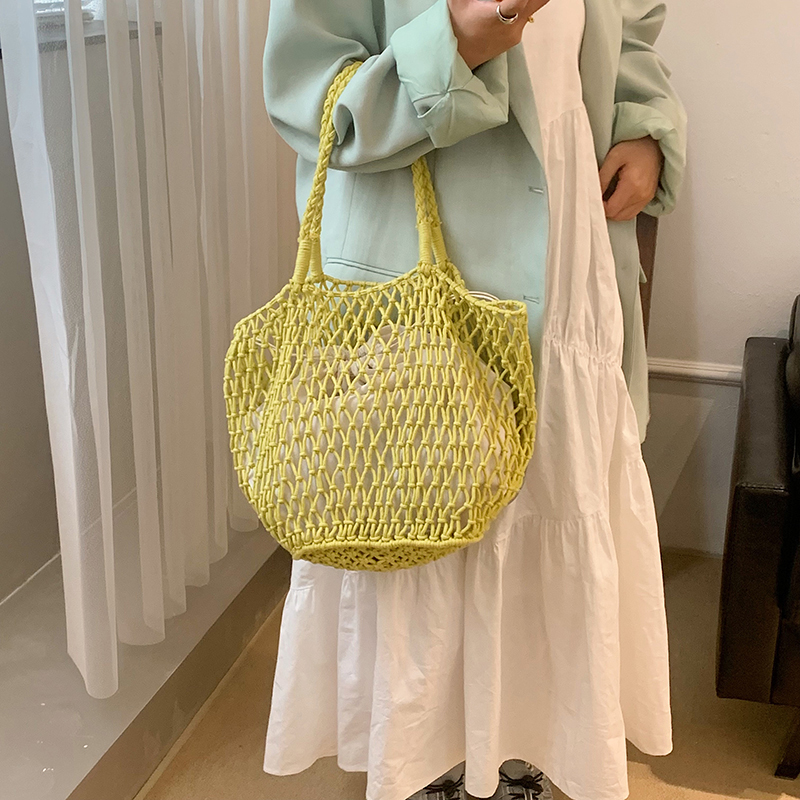 Bolso tejido hueco de cáñamo y - Tote Bag Beach reseña y precio