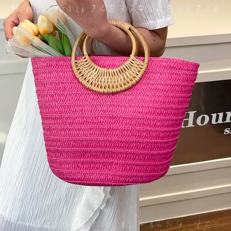 Bolso de mano de papel tejido  - Tote Bag Beach reseña y precio
